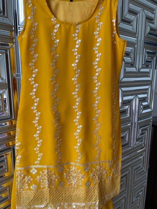 Georgette Lehenga Embroidered Mustard - Image 4