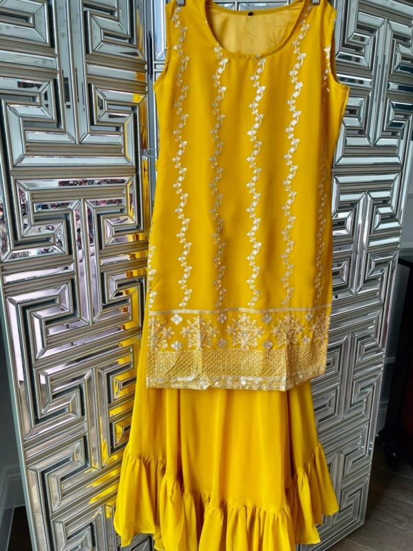 Georgette Lehenga Embroidered Mustard - Image 3