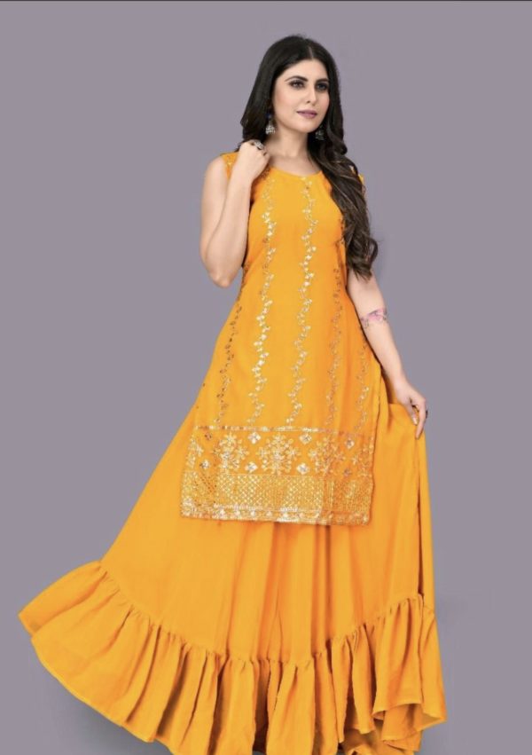 Georgette Lehenga Embroidered Mustard