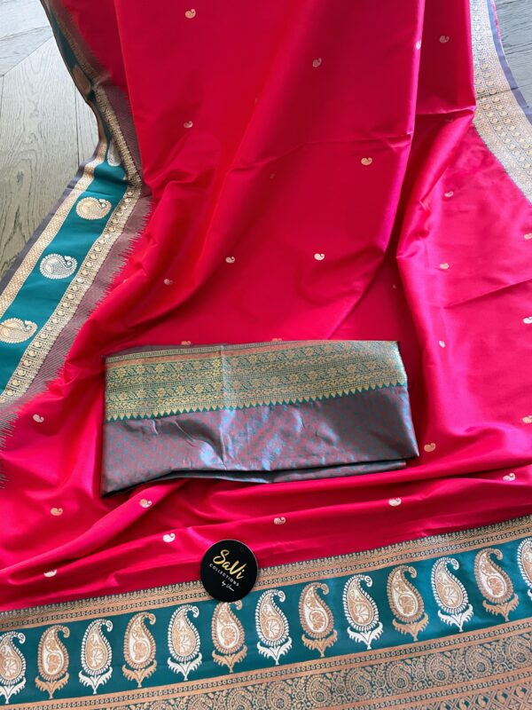 Tanchoi Katan Silk Saree Pink - Image 2